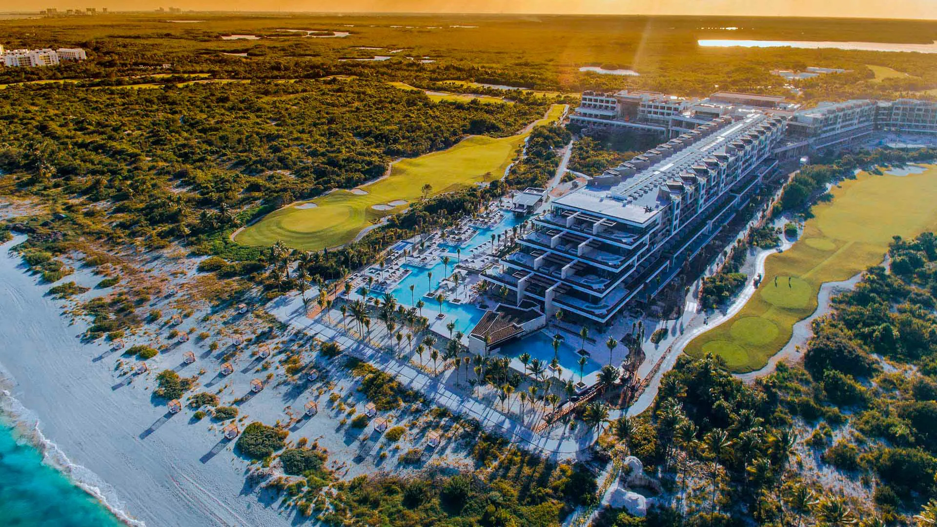 Elegant oceanfront wedding setup at a luxury all-inclusive resort